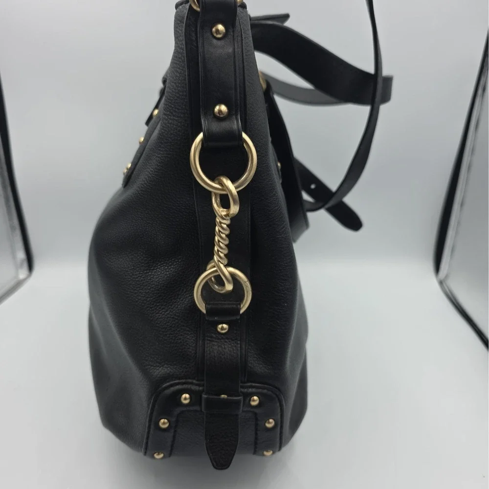 Michael Kors Large Black Leather Studded Convertible Tote Crossbody Shoulder Bag